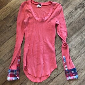 Free people long sleeve waffle knit